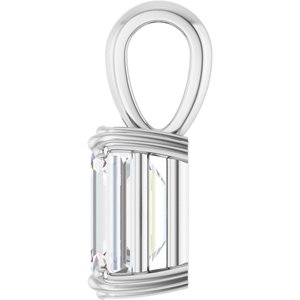 14K White Gold 9x7 mm Emerald Pendant Mounting – image 5