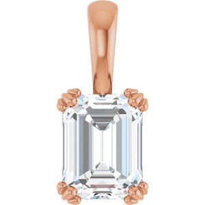18K Rose Gold 8.5x6.5 mm Emerald Pendant Mounting