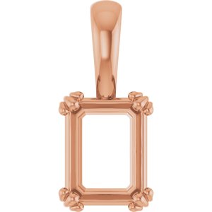 18K Rose Gold 8.5x6.5 mm Emerald Pendant Mounting – image 2
