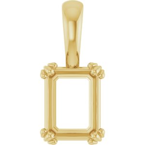 10K Yellow Gold 8.5x6.5 mm Emerald Pendant Mounting – image 2