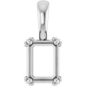 Sterling Silver 8.5x6.5 mm Emerald Pendant Mounting – image 2