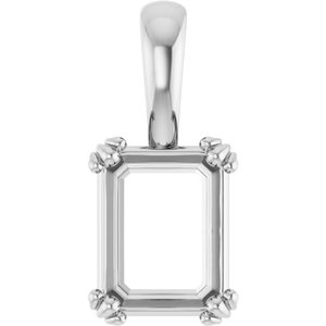 14K White Gold 9x7 mm Emerald Pendant Mounting – image 2