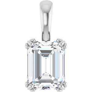 18K White Gold 9x7 mm Emerald Pendant Mounting