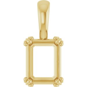 10K Yellow Gold 9x7 mm Emerald Pendant Mounting – image 2