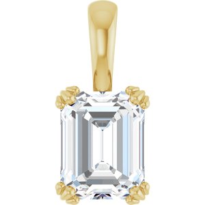 18K Yellow Gold 9x7 mm Emerald Pendant Mounting