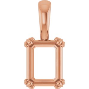 10K Rose Gold 9x7 mm Emerald Pendant Mounting – image 2