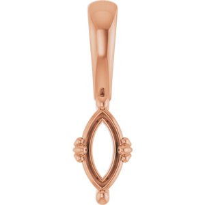 10K Rose Gold 7x3.5 mm Marquise Pendant Mounting – image 2