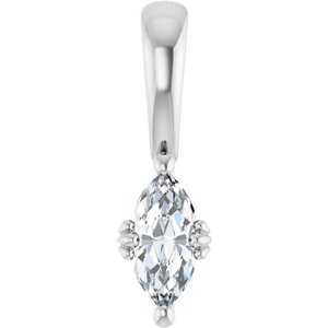 14K X1 White Gold 7x3.5 mm Marquise Pendant Mounting