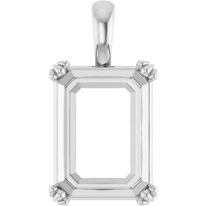 Platinum 16x12 mm Emerald Pendant Mounting – image 2