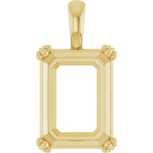 14K Yellow Gold 16x12 mm Emerald Pendant Mounting – image 2