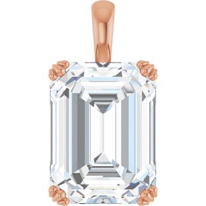 10K Rose Gold 16x12 mm Emerald Pendant Mounting