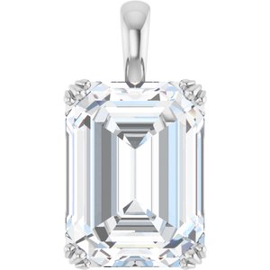 Sterling Silver 16x12 mm Emerald Pendant Mounting