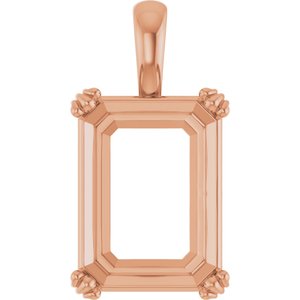 10K Rose Gold 16x12 mm Emerald Pendant Mounting – image 2
