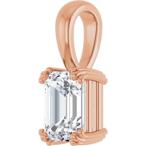 14K Rose Gold 7.5x5.5 mm Emerald Pendant Mounting – image 3