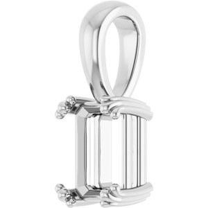18K White Gold 7.5x5.5 mm Emerald Pendant Mounting – image 4