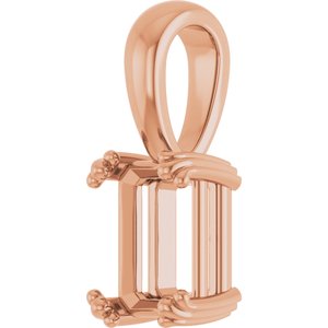 14K Rose Gold 7.5x5.5 mm Emerald Pendant Mounting – image 4