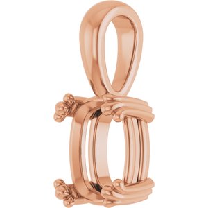 10K Rose Gold 9x7 mm Elongated Cushion Pendant Mounting – image 4
