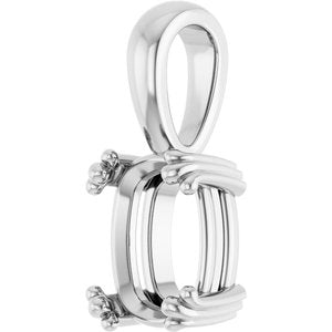 14K White Gold 9x7 mm Elongated Cushion Pendant Mounting – image 4