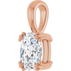18K Rose Gold 9x7 mm Elongated Cushion Pendant Mounting – image 3