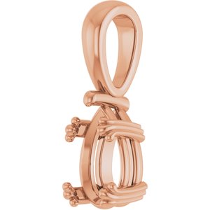18K Rose Gold 9x5.5 mm Pear Pendant Mounting – image 4