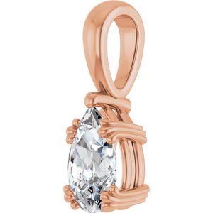 18K Rose Gold 9x5.5 mm Pear Pendant Mounting – image 3