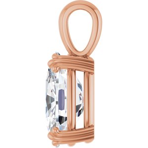 10K Rose Gold 14x10 mm Elongated Cushion Pendant Mounting – image 5