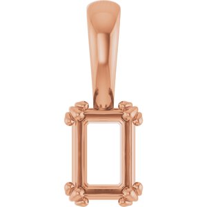 10K Rose Gold 6.5x4.5 mm Emerald Pendant Mounting – image 2