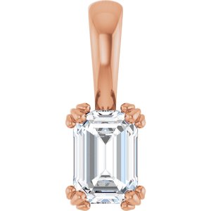18K Rose Gold 6.5x4.5 mm Emerald Pendant Mounting