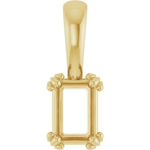 10K Yellow Gold 6.5x4.5 mm Emerald Pendant Mounting – image 2