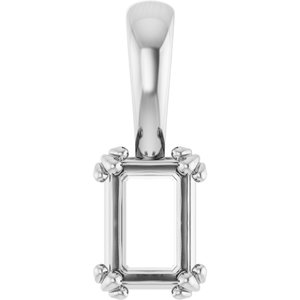 14K X1 White Gold 6.5x4.5 mm Emerald Pendant Mounting – image 2
