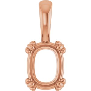 14K Rose Gold 9x7 mm Elongated Cushion Pendant Mounting – image 2