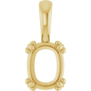 10K Yellow Gold 9x7 mm Elongated Cushion Pendant Mounting – image 2