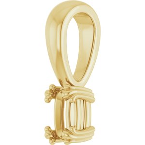 18K Yellow Gold 5x3 mm Elongated Cushion Pendant Mounting – image 4
