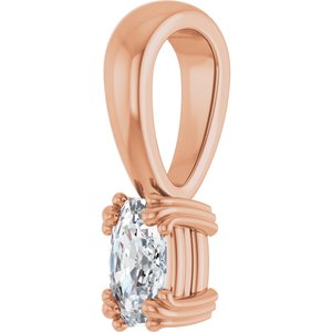 18K Rose Gold 5x3 mm Elongated Cushion Pendant Mounting – image 3