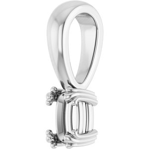 10K White Gold 5x3 mm Elongated Cushion Pendant Mounting – image 4