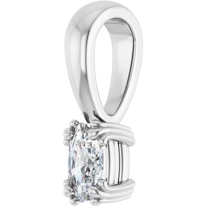 18K White Gold 5x3 mm Elongated Cushion Pendant Mounting – image 3