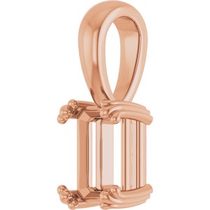 10K Rose Gold 7x5 mm Emerald Pendant Mounting – image 4