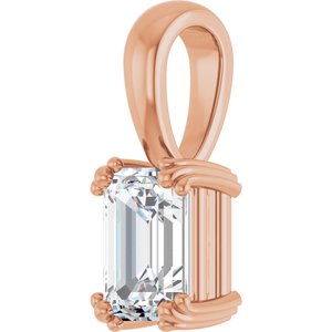 18K Rose Gold 7x5 mm Emerald Pendant Mounting – image 3