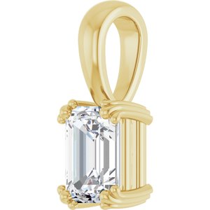 14K Yellow Gold 7x5 mm Emerald Pendant Mounting – image 3