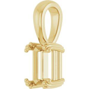 14K Yellow Gold 7x5 mm Emerald Pendant Mounting – image 4