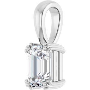 14K White Gold 7x5 mm Emerald Pendant Mounting – image 3