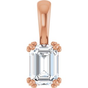 10K Rose Gold 7x5 mm Emerald Pendant Mounting