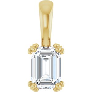 18K Yellow Gold 7x5 mm Emerald Pendant Mounting