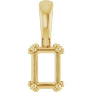 14K Yellow Gold 7x5 mm Emerald Pendant Mounting – image 2