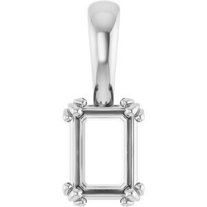 14K X1 White Gold 7x5 mm Emerald Pendant Mounting – image 2