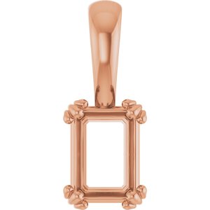 18K Rose Gold 7x5 mm Emerald Pendant Mounting – image 2