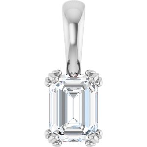 14K X1 White Gold 7x5 mm Emerald Pendant Mounting