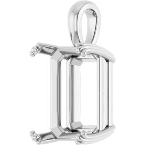 14K X1 White Gold 16x12 mm Emerald Pendant Mounting – image 4