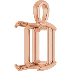 10K Rose Gold 16x12 mm Emerald Pendant Mounting – image 4