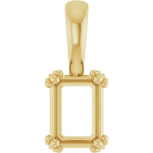 18K Yellow Gold 7.5x5.5 mm Emerald Pendant Mounting – image 2